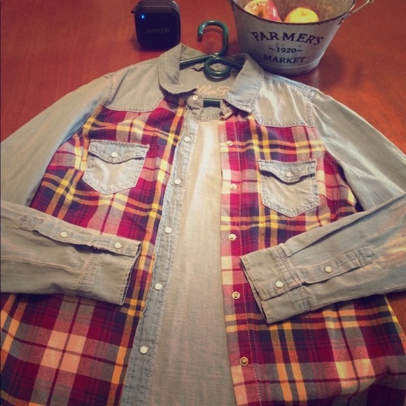 Vanilla star ⭐️ plaid & denim shirt - Picture 5 of 8